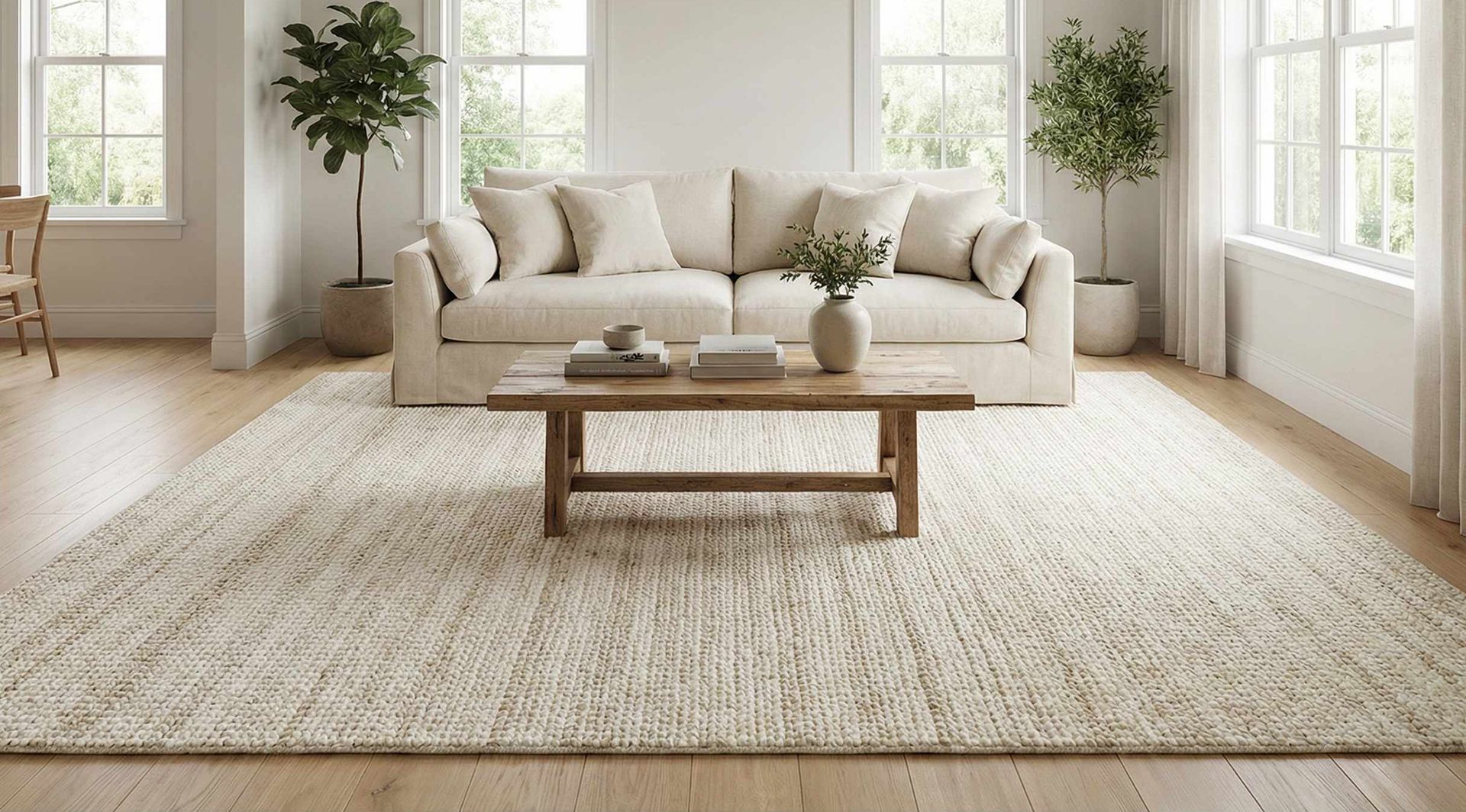 Frisch gereinigter Teppich und Sofa in einem Wohnzimmer - Shine Gebäudeservice Berlin